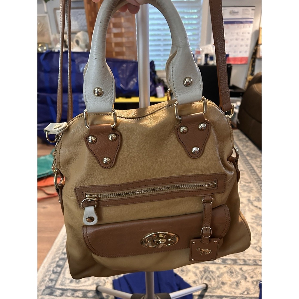 emma fox leather handbag Color block Leather Converts From Shoulder To Crossbody
